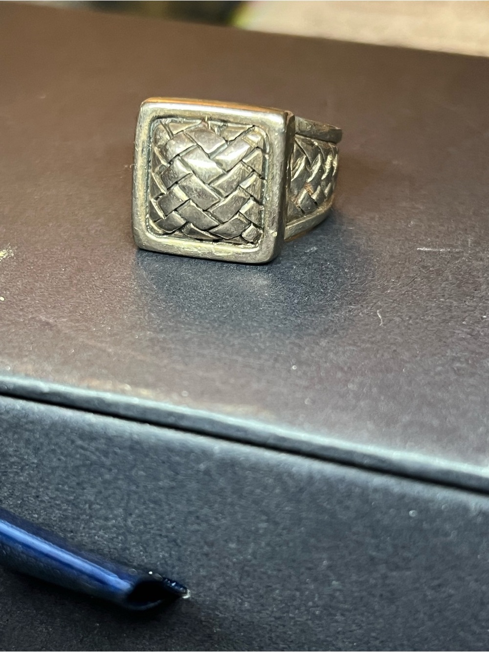Woven Square Signet Ring  Sterling silver